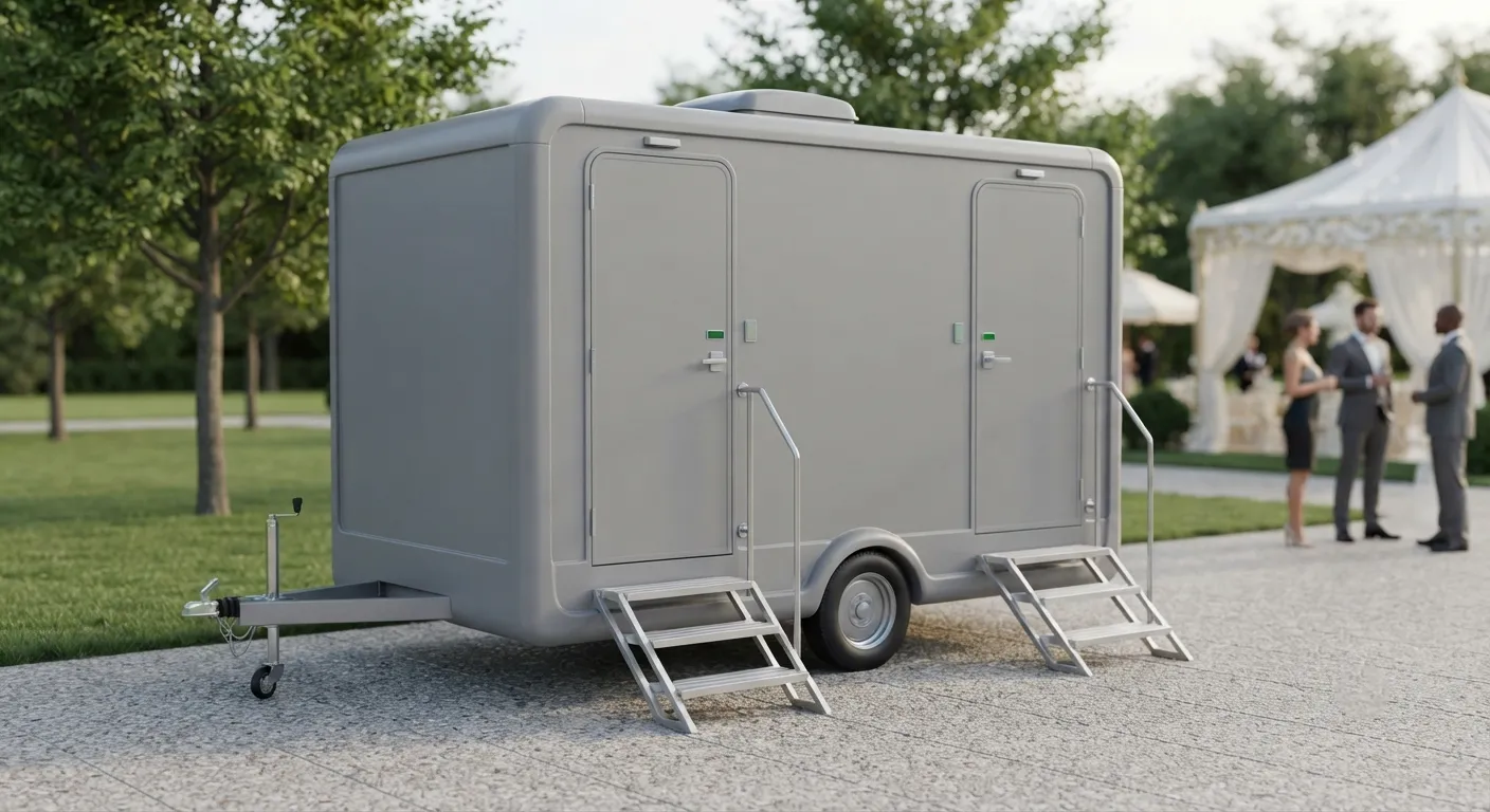 2 stall restroom trailer from our San Leandro fleet